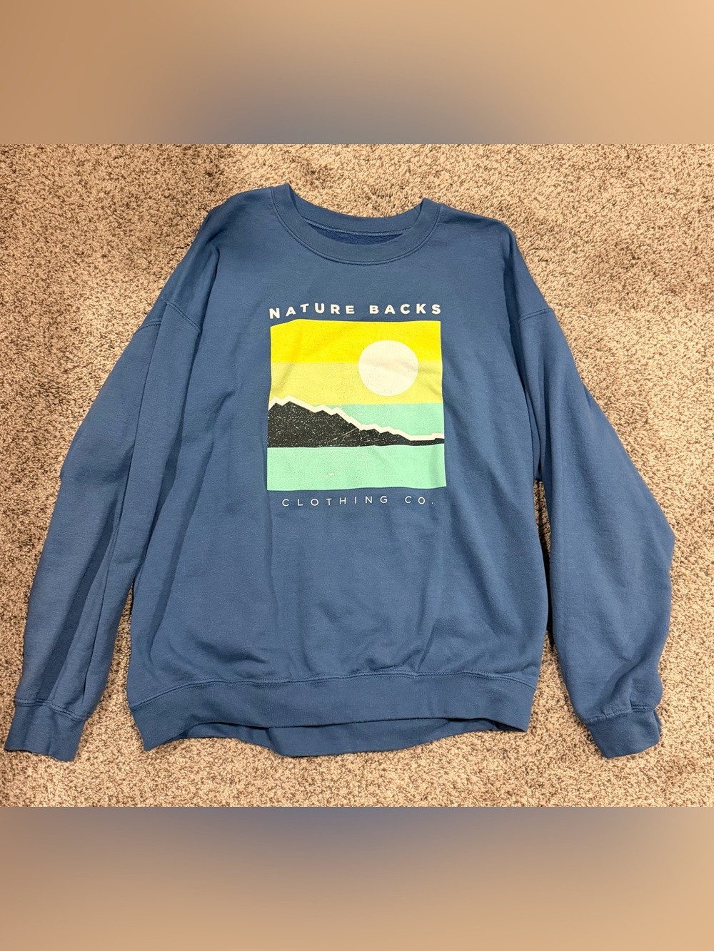 Nature Backs Blue Graphic Crewneck Sweater
